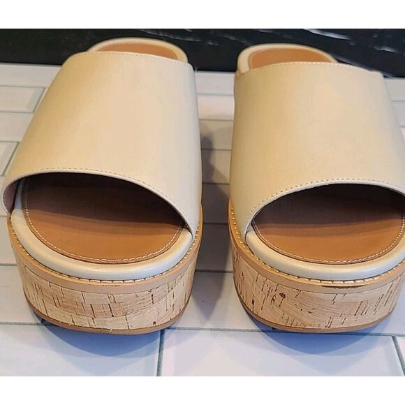 FitFlop Eloise Slides Sandals Women Stone Beige Leather Cork Wrap Wedge 9US EUC - Picture 5 of 16